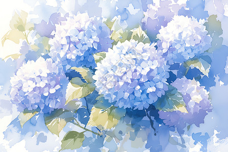 蓝色绣球花束背景图片