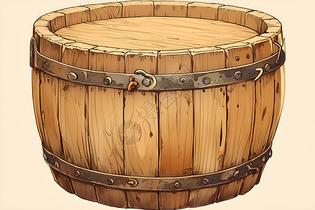 棕色木质圆环木质的木桶插画