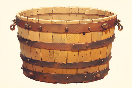 棕色木质圆环木质的木桶插画插画
