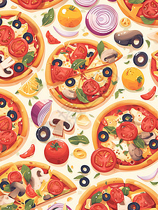披萨双拼新鲜美味的披萨插画