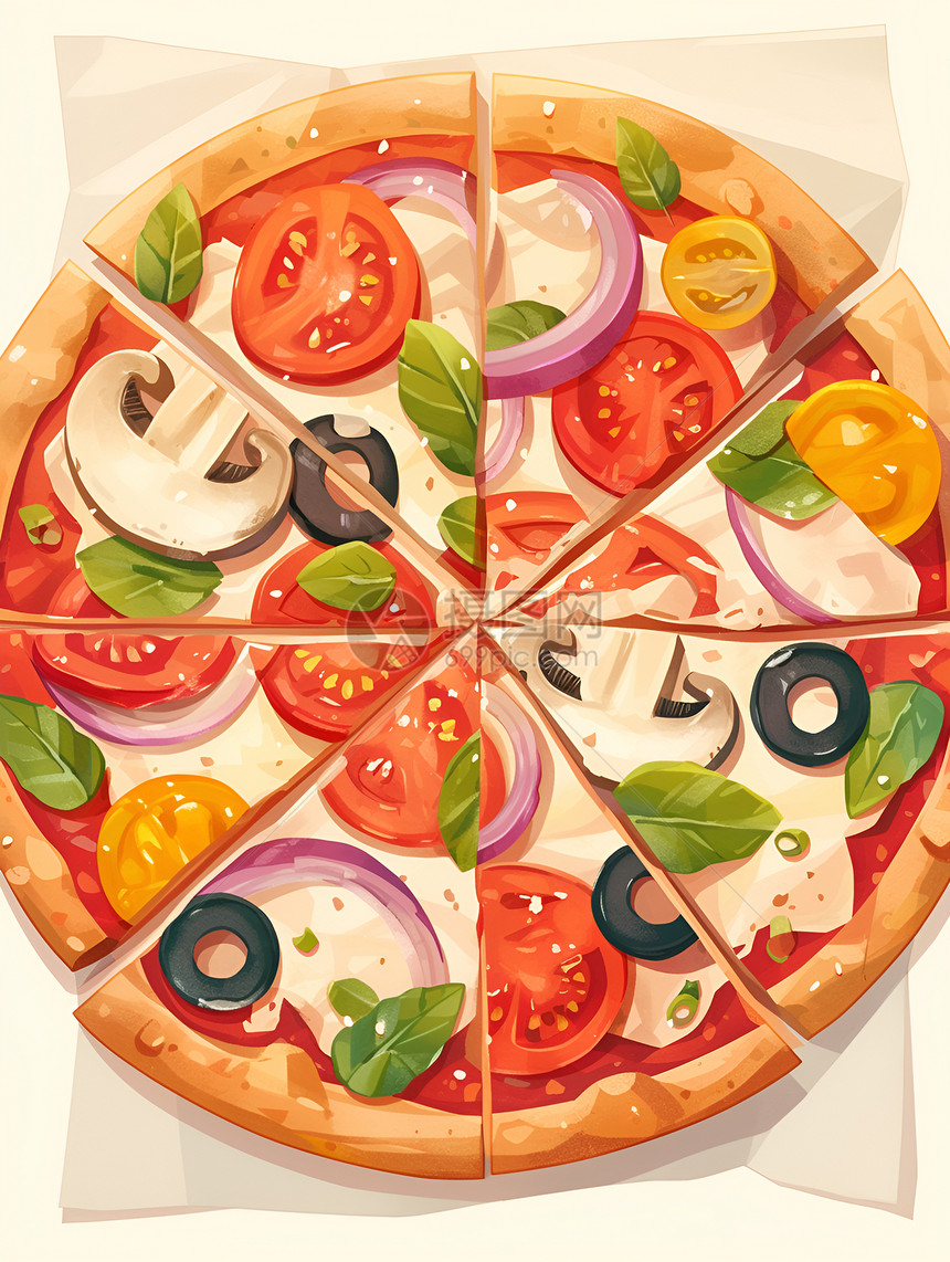 美味的披萨插画图片