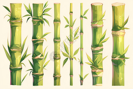 清新的竹子插画背景图片