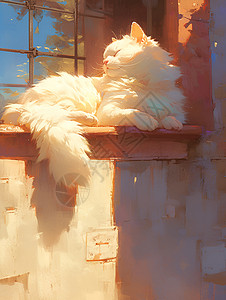 窗台上晒太阳的猫咪背景图片
