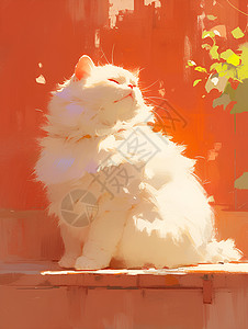 阳光卡通可爱阳光下的猫咪插画