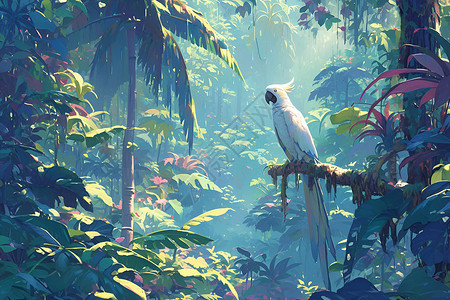 热带树林中的鸟类高清图片