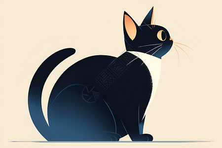 黑白猫咪插画