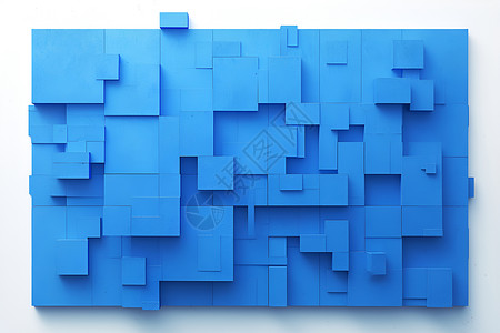 蓝方块的几何艺术品背景图片