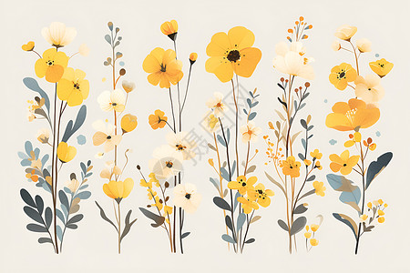 黄白色的花朵插画