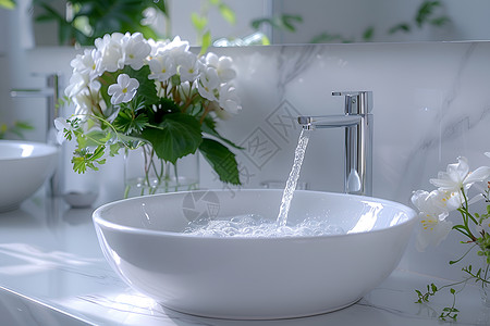 节约用水洗手池柔和纯洁的洗手池背景