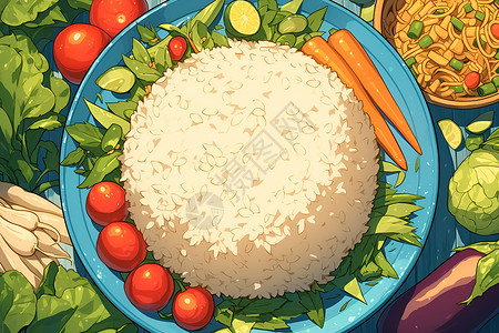 蔬菜盘子美味的素食插画