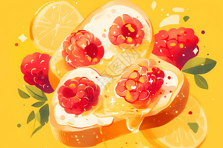 水果口味树莓口味的面包插画