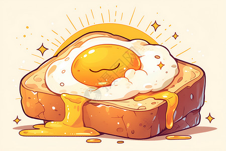 煎蛋荷包蛋鸡蛋美味的煎蛋面包插画