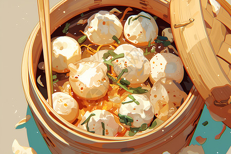 美味可口的蒸饺背景图片