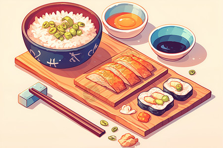 日式美食烤肉蘸料高清图片