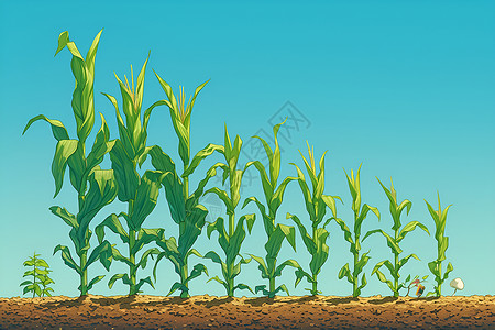 农业作物田野里的玉米插画