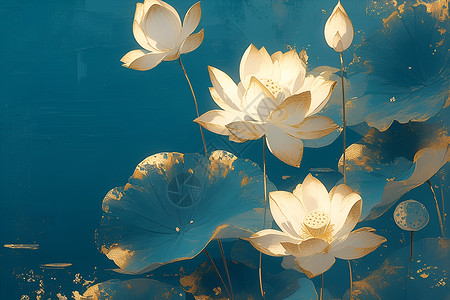 中式白莲花背景图片