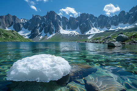 冰山湖周围的山峰背景图片