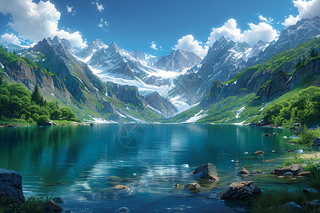 雪山之美湖泊之美背景
