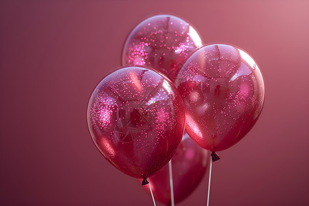 粉色气球与柯基气球与深红背景背景