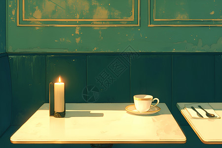 咖啡厅的烛光聚会背景图片