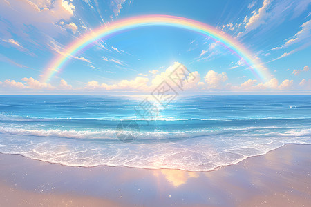 决定性瞬间彩虹海洋的奇幻瞬间插画