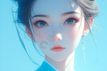 动漫人像中国古装少女的惊艳人像插画