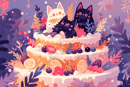 水果奶油蛋糕背景图片