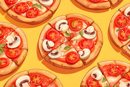现烤披萨美味的彩虹比萨插画