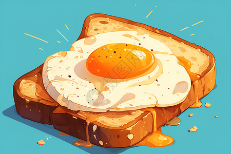 煎面包早餐美味煎鸡蛋插画