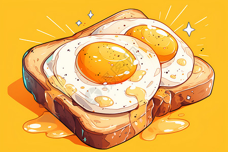 营养早餐促销诱人的面包鸡蛋早餐插画