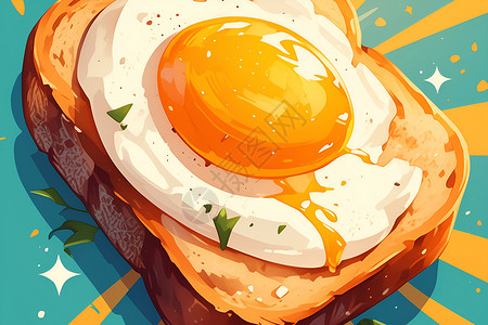 美味的早餐鸡蛋和面包背景图片
