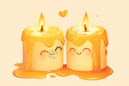 温馨可爱的卡通蜡烛背景图片