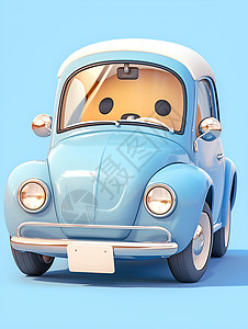 可爱的玩具小车蓝色玩具小车插画