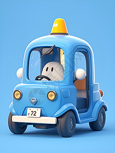 玩具汽车俯视蓝色卡通玩具车插画