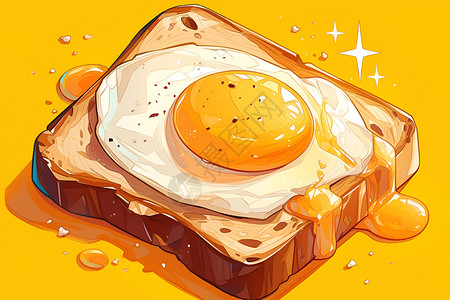 面包和煎蛋吐司和煎蛋插画