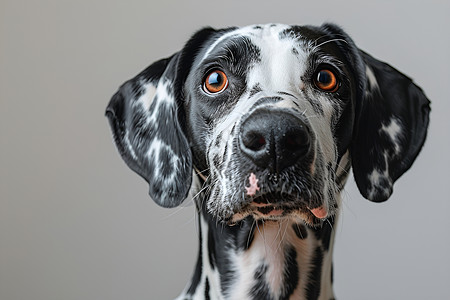 黑白斑点斑点犬的目光背景