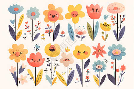 花园中的微笑花朵背景图片