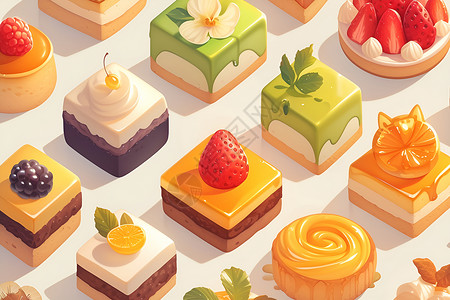 甜点logo迷人的水果蛋糕插画