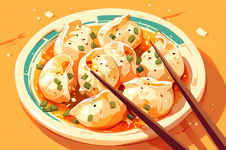 新鲜饺子新鲜美味的饺子插画