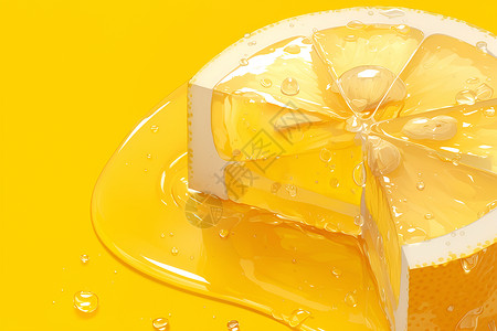 冰块柠檬黄色背景上的柠檬插画