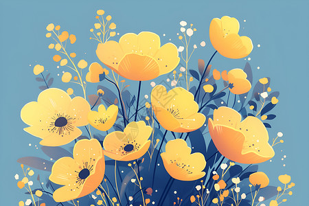 清新可爱黄色花束背景图片
