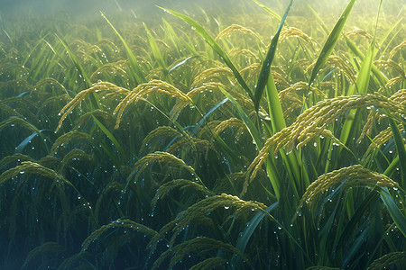 稻谷种植阳光下的稻田插画