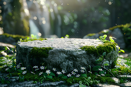 石圈子石头上的苔藓背景