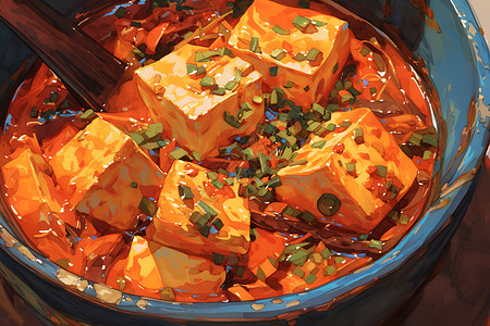 麻辣豆腐健康的食物豆腐插画