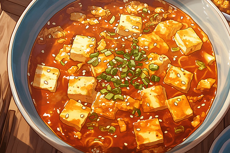 香辣可口美味健康的麻婆豆腐插画