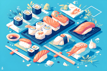 可口美味的寿司背景图片