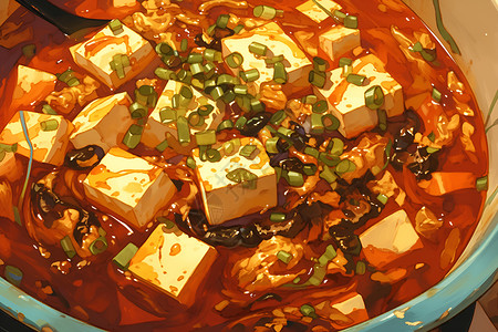 麻辣豆腐健康的食物豆腐插画