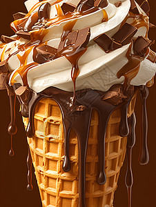 巧克力蛋浓郁可口的冰淇淋插画