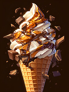 巧克力蛋浓郁的巧克力冰淇淋插画