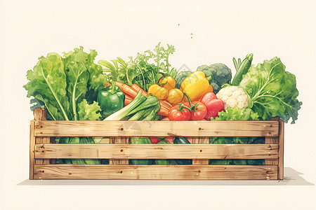 农场新鲜农田盛产的蔬菜插画